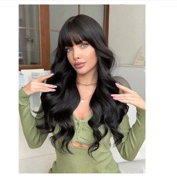 Wavy Long Black Wig - Picture 6 of 8